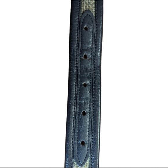 Vintage Estate Jute Woven Navy Quality Leather Gold Tone Buckle Belt - Picture 6 of 7